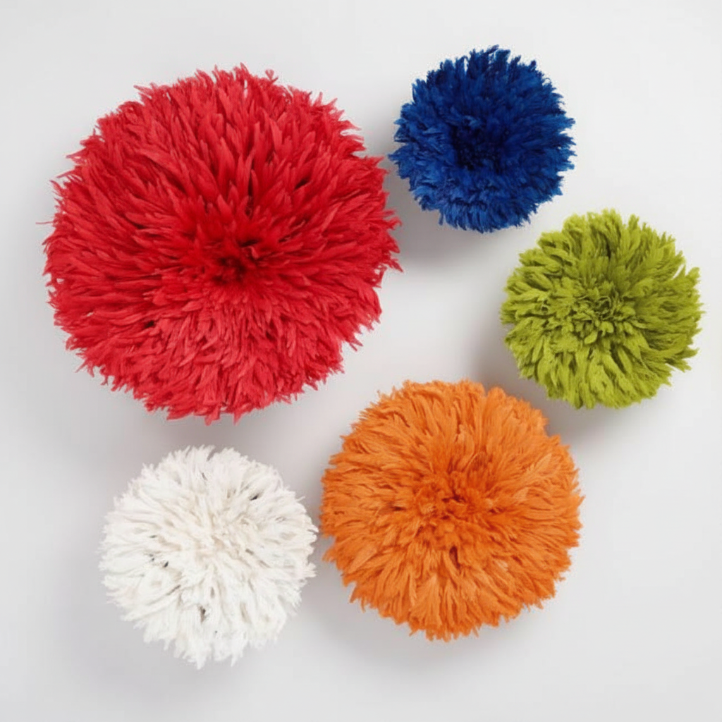 Juju hat set of 5 in white\blue\red\olive green\orange for home decor| African handmade juju hat| Wall hangings| Boho wall decor| Tyn hat