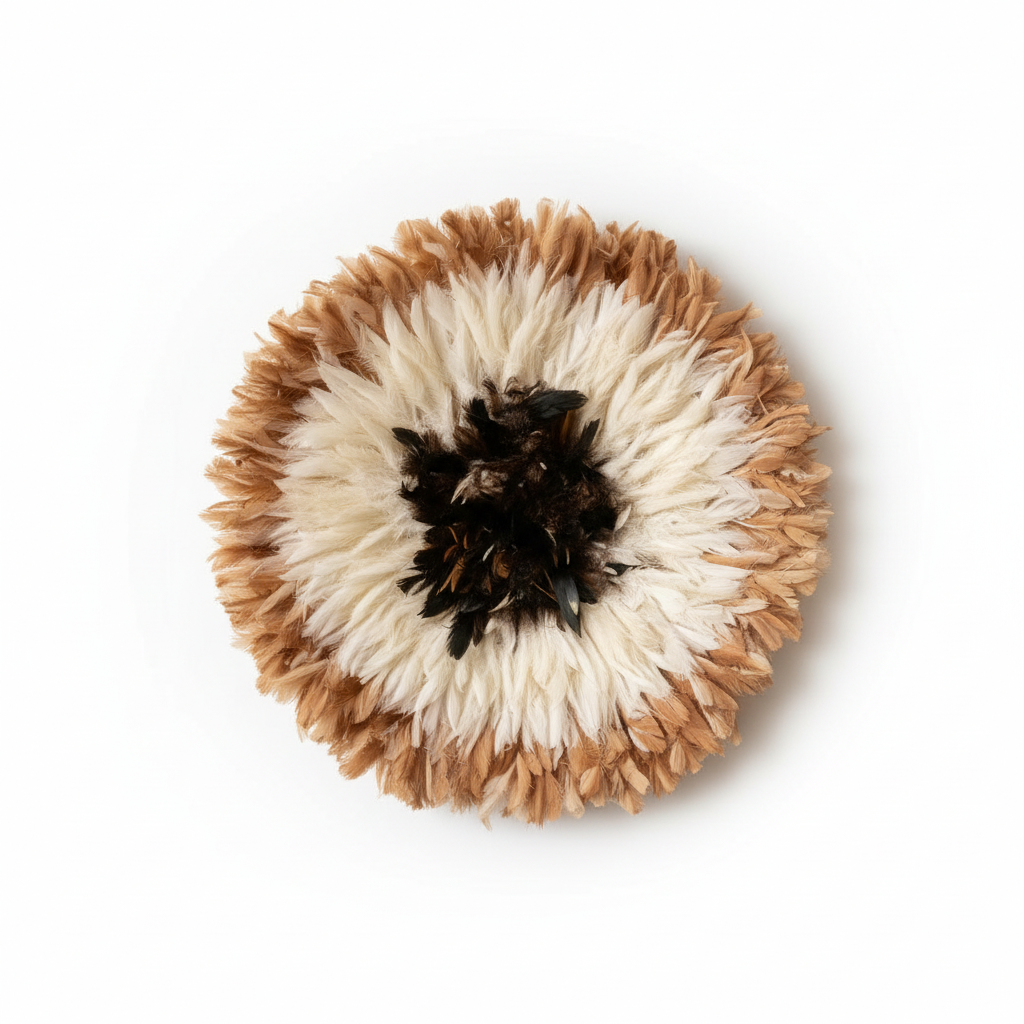 Juju hat tan, white, natural black| Bamileke headdress| Tyn hat| African Interior decor| Boho Wall hangings| feather mandala| Afrohemian