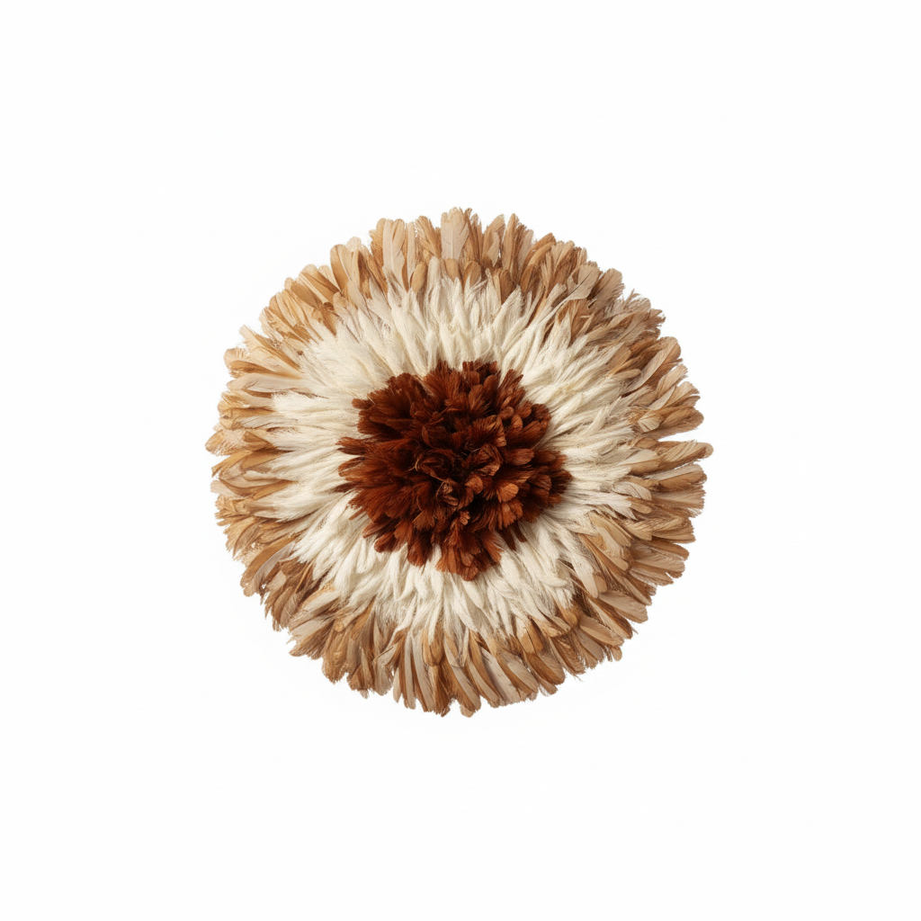 Juju hat tan, white, rusty brown| Bamileke headdress| Tyn hat| African Interior decor| Boho Wall hangings| Afrohemian| Feather mandala