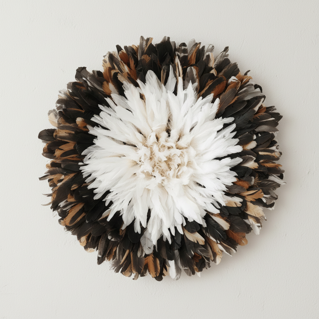 White and Natural African juju hat for wall decor| Wall hangings| Tyn hat| Boho wall decor| Bamileke headdress