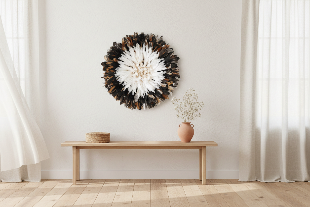 White and Natural African juju hat for wall decor| Wall hangings| Tyn hat| Boho wall decor| Bamileke headdress